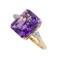 Amatrine and diamond ring in 14 carat gold-Vintage Rings-The Antique Ring Shop
