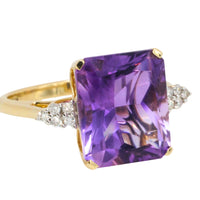 Amatrine and diamond ring in 14 carat gold-Vintage Rings-The Antique Ring Shop