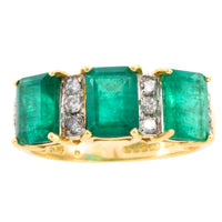 Emerald and diamond ring in 18 carat gold-Vintage Rings-The Antique Ring Shop