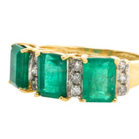 Emerald and diamond ring in 18 carat gold-Vintage Rings-The Antique Ring Shop