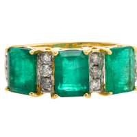 Emerald and diamond ring in 18 carat gold-Vintage Rings-The Antique Ring Shop