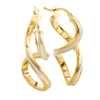 Spiral earrings in yellow and white gold-Earrings-The Antique Ring Shop