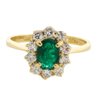 Vintage emerald and diamond ring in 18 carat gold
