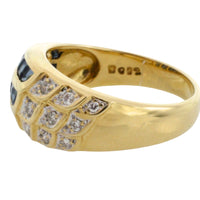 Carre sapphire and diamond ring in 18 carat gold-Vintage Rings-The Antique Ring Shop