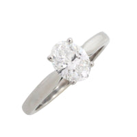 Oval diamond solitairte ring in platinum-engagement rings-The Antique Ring Shop