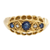 Edwardian sapphire and rose diamond ring from 1914