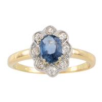 Vintage sapphire and diamond cluster ring