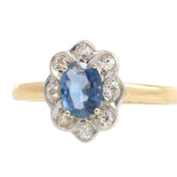 Vintage sapphire and diamond cluster ring
