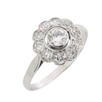 Old cut diamond cluster ring iin white gold