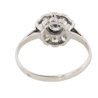 Old cut diamond cluster ring iin white gold