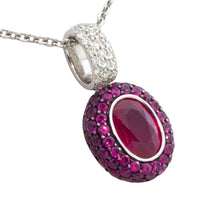 Ruby and diamond pendant in white gold-Pendants-The Antique Ring Shop