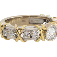 Diamond ring in yellow and white gold-Vintage Rings-The Antique Ring Shop