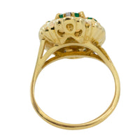 Opal emerald and diamond marquise ring