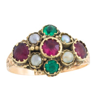 Victorian mourning paste and pearl ring
