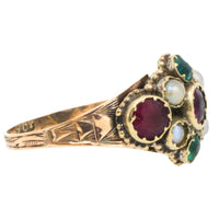 Victorian mourning paste and pearl ring