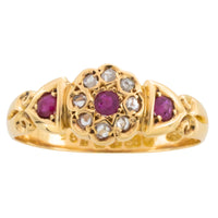Edwardian ruby and rose cut diamond cluster ring from 1906-Antique rings-The Antique Ring Shop