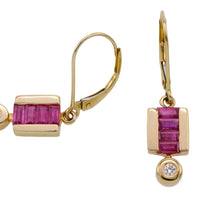 Ruby and diamond earrings in 14 carat gold-The Antique Ring Shop