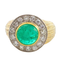 Emerald and diamond ring in 14 carat gold-Rings-The Antique Ring Shop