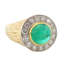 Emerald and diamond ring in 14 carat gold-Rings-The Antique Ring Shop