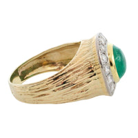 Emerald and diamond ring in 14 carat gold-Rings-The Antique Ring Shop