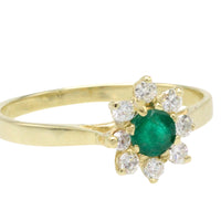 Emerald and diamond cluster ring-Vintage Rings-The Antique Ring Shop
