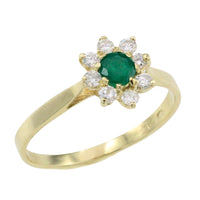 Emerald and diamond cluster ring-Vintage Rings-The Antique Ring Shop