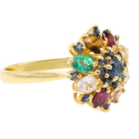 Multi gem ring in 14 carat gold