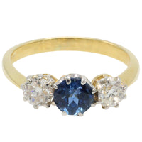 Vintage 18 carat gold sapphire and diamond ring-engagement rings-The Antique Ring Shop