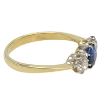 Vintage 18 carat gold sapphire and diamond ring-engagement rings-The Antique Ring Shop