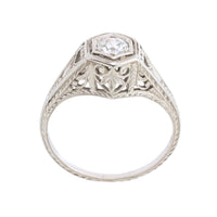 Vintage Art Deco diamond ring in platinum-engagement rings-The Antique Ring Shop