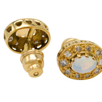 Vintage opal and diaomond studs-Earrings-The Antique Ring Shop