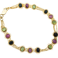 Sapphire ruby and tourmaline braclet