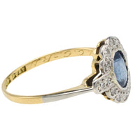 Sapphire and diamond ring in platinum and gold