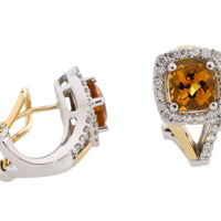Citrine and diamond earrings-Earrings-The Antique Ring Shop