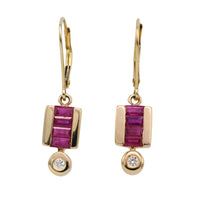 Ruby and diamond earrings in 14 carat gold-The Antique Ring Shop