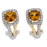 Citrine and diamond earrings-Earrings-The Antique Ring Shop