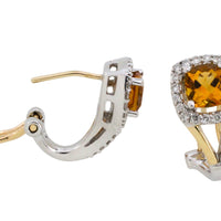 Citrine and diamond earrings-Earrings-The Antique Ring Shop