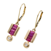 Ruby and diamond earrings in 14 carat gold-The Antique Ring Shop