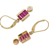 Ruby and diamond earrings in 14 carat gold-The Antique Ring Shop