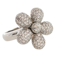 White gold flower ring with diamonds-Vintage Rings-The Antique Ring Shop