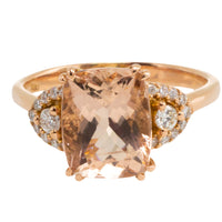 Morganite and diamond ring in 18 carat roe gold-Vintage Rings-The Antique Ring Shop