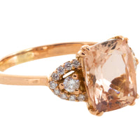 Morganite and diamond ring in 18 carat roe gold-Vintage Rings-The Antique Ring Shop