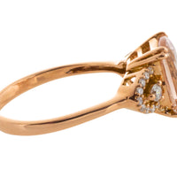 Morganite and diamond ring in 18 carat roe gold-Vintage Rings-The Antique Ring Shop