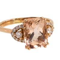 Morganite and diamond ring in 18 carat roe gold-Vintage Rings-The Antique Ring Shop