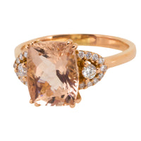 Morganite and diamond ring in 18 carat roe gold-Vintage Rings-The Antique Ring Shop