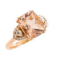 Morganite and diamond ring in 18 carat roe gold-Vintage Rings-The Antique Ring Shop