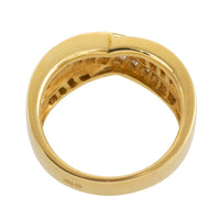 Baguette diamond crossover ring in 18 carat gold-Vintage Rings-The Antique Ring Shop