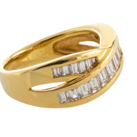Baguette diamond crossover ring in 18 carat gold-Vintage Rings-The Antique Ring Shop