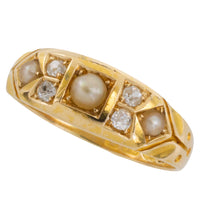 Victorian old cut diamond and pearl ring from 1889-Antique rings-The Antique Ring Shop