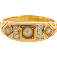 Victorian old cut diamond and pearl ring from 1889-Antique rings-The Antique Ring Shop